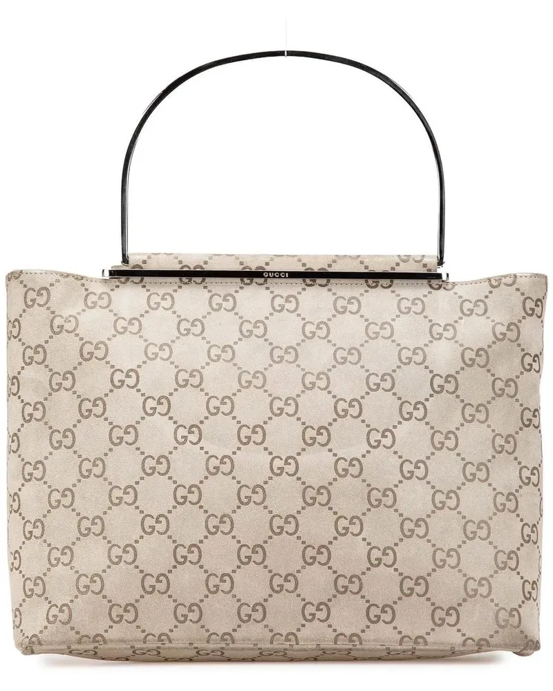 Gucci Crossbody Bags GG Suede Metal Top Handle Bag grau Grau