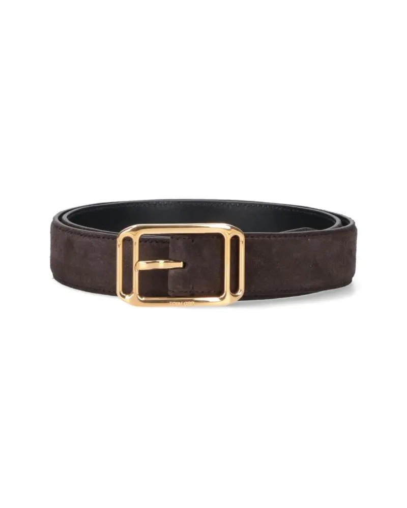 Tom Ford Gürtel Rich Brown Suede Belt braun Braun