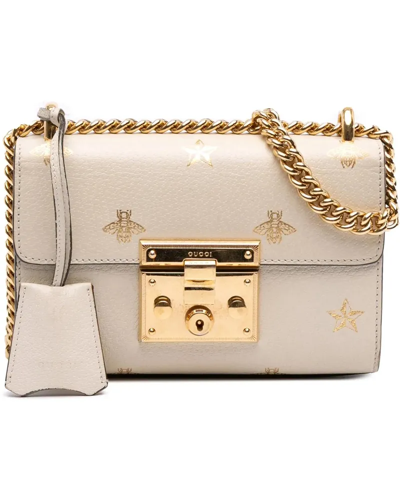 Gucci Hobo Bags Small Leather Bee Star Padlock Crossbody weiß Weiß