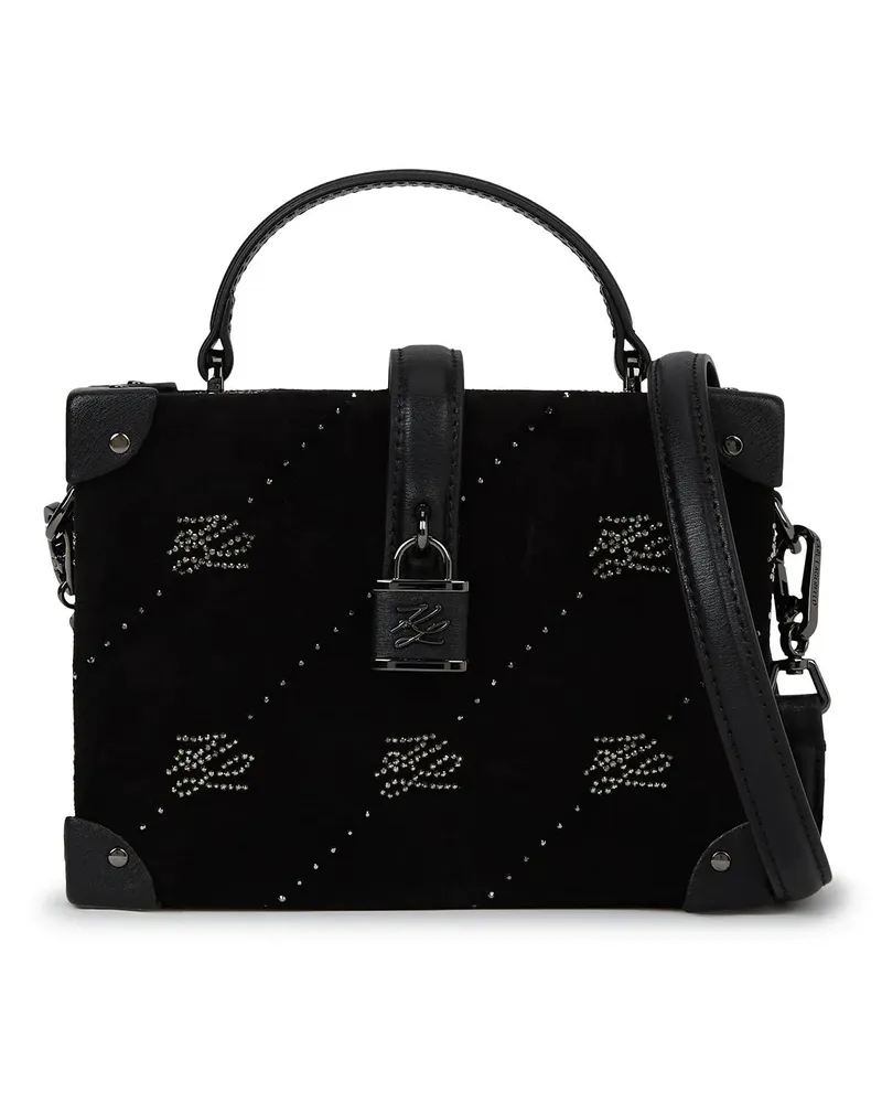 Karl Lagerfeld Crossbody Bags K/Autograph Trunk Bag mit Strass und Vorhängeschlo schwarz Schwarz