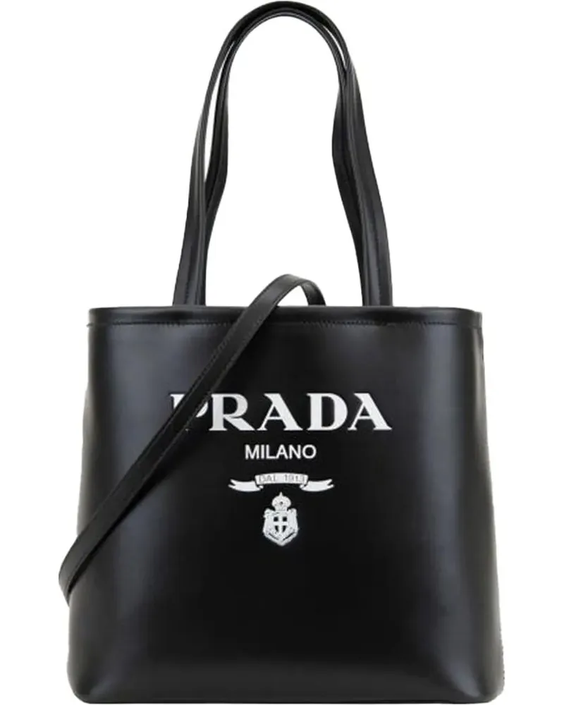 Prada Crossbody Bags  Logo Leather Tote bag schwarz Schwarz