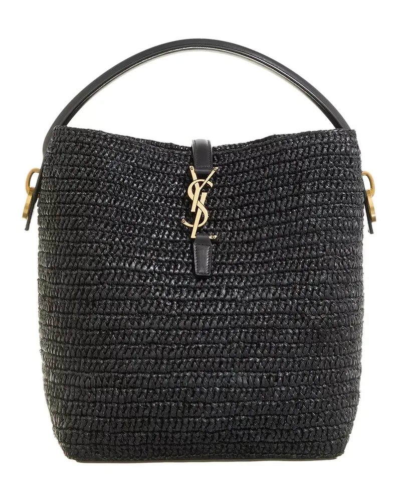Saint Laurent Beuteltaschen Le 37 Raffia Bucket Bag schwarz Schwarz