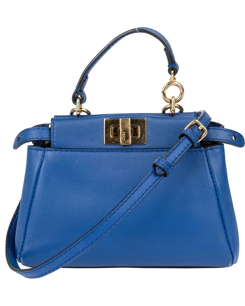Fendi Crossbody Bags  Blue Leather Mini Peekaboo Handbag blau Blau