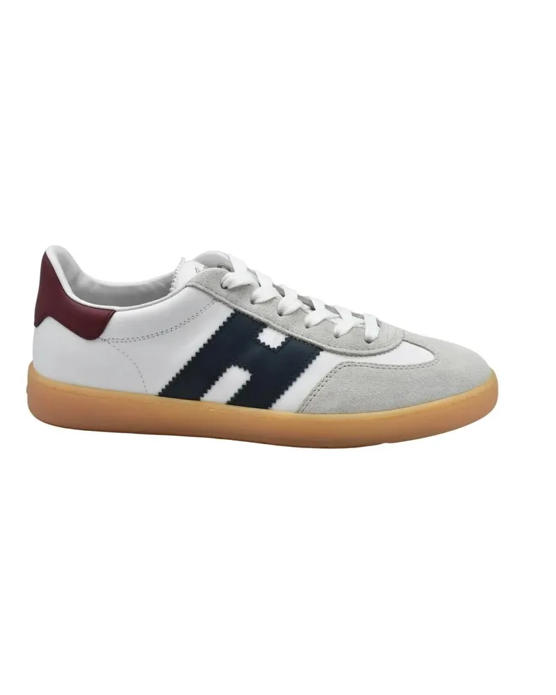 Hogan Low-Top Sneaker Laced Sneakers With Grey Suede Accents And Burgund grau Grau