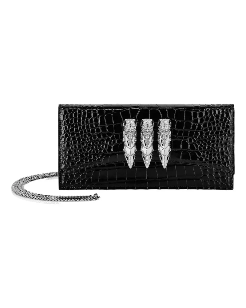 Philipp Plein Crossbody Bags Henkeltasche Skull Crocco Print schwarz Schwarz