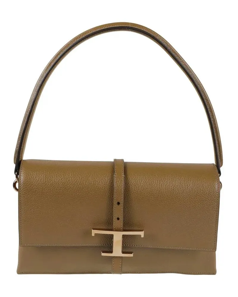 TOD'S Hobo Bags Structured Rectangular Handbag With Metallic Clasp braun Braun
