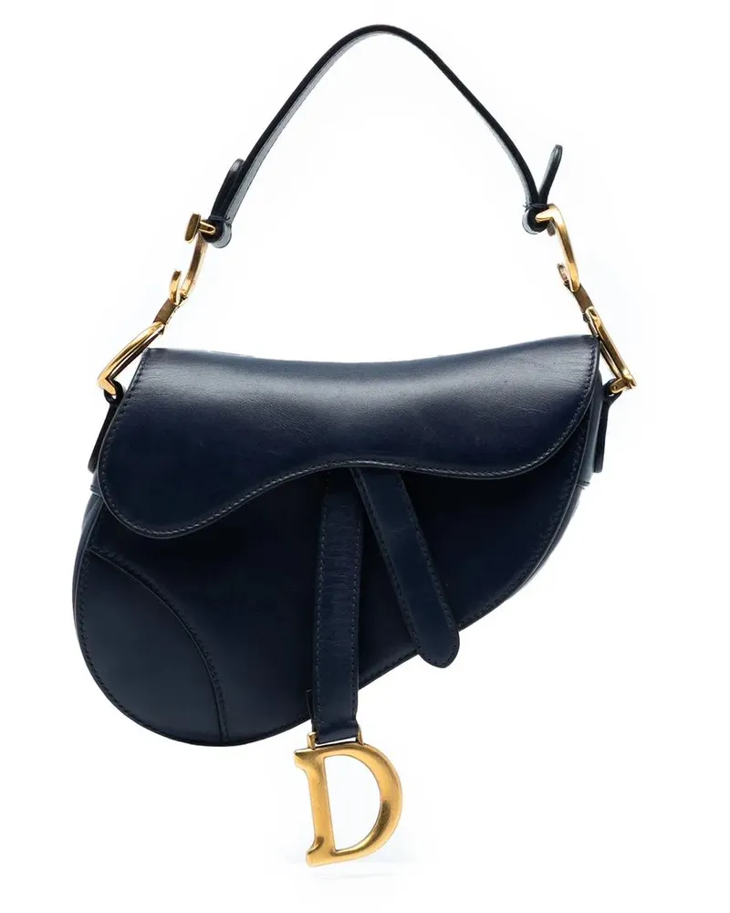 Dior Hobo Bags Mini Smooth Calfskin Saddle Bag blau Blau