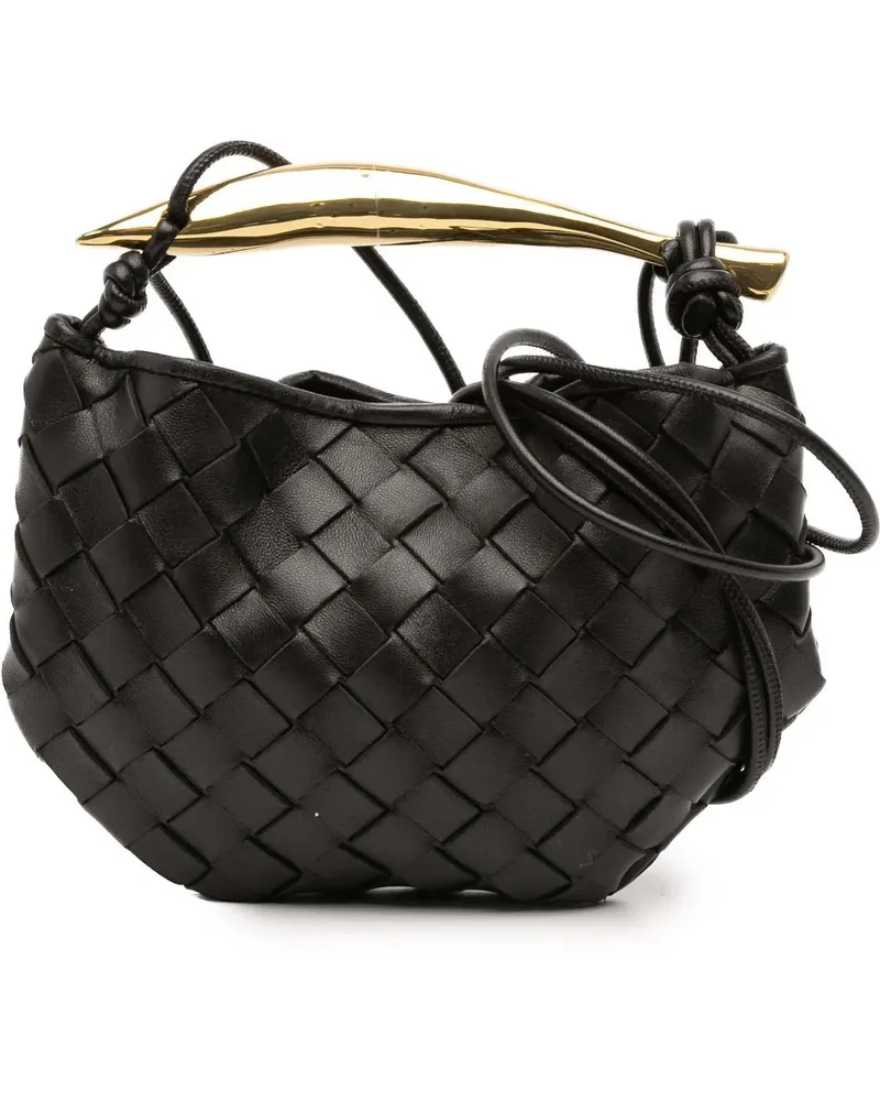 Bottega Veneta Hobo Bags Baby Lambskin Intrecciato Sardine schwarz Schwarz