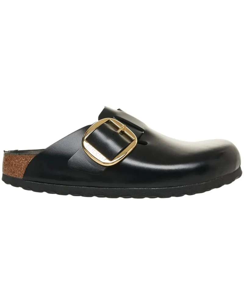 Birkenstock Sandalen Smooth leather sandals 'Boston Big Buckle' schwarz Schwarz