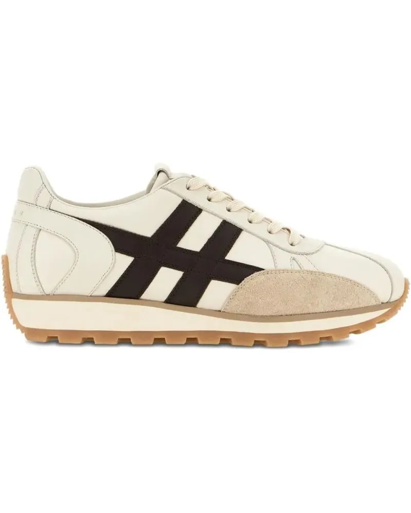 Hogan Low-Top Sneaker Beige Vitello Leather Sneakers With Contrasting Ac weiß Weiß