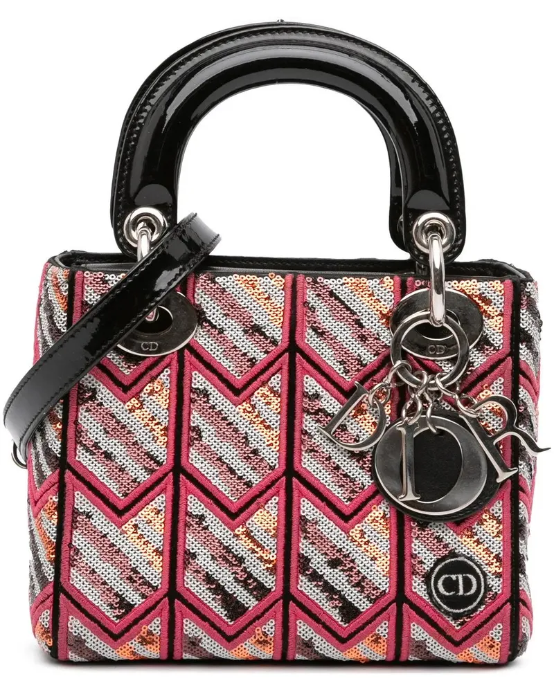 Dior Hobo Bags Mini Patent Sequined Lady Dior rosa Gold