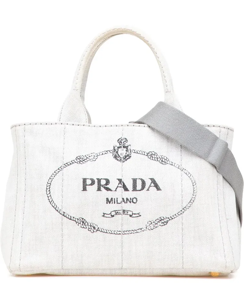 Prada Hobo Bags Small Denim Canapa Logo Satchel grau Grau