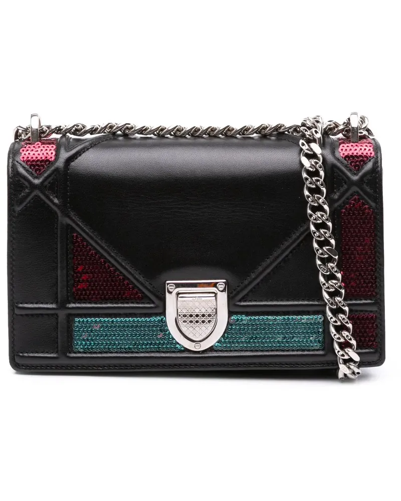 Dior Hobo Bags Mini Lambskin Sequin Diorama Flap schwarz Schwarz