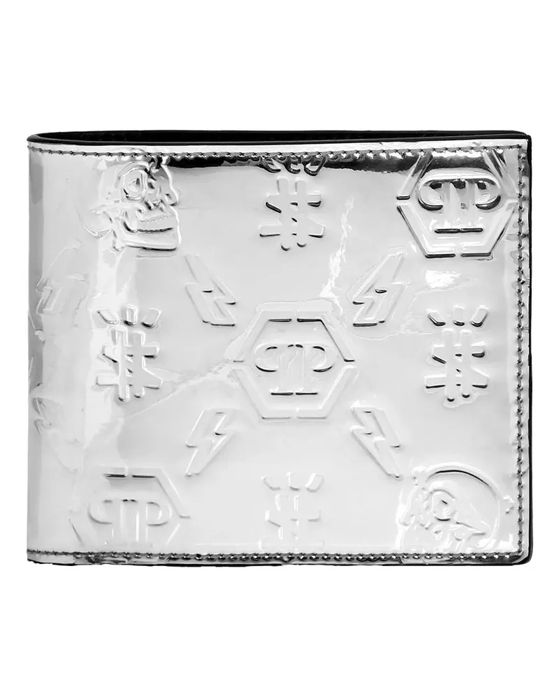 Philipp Plein Portemonnaies Geldbörse Monogram silberfarben Silber