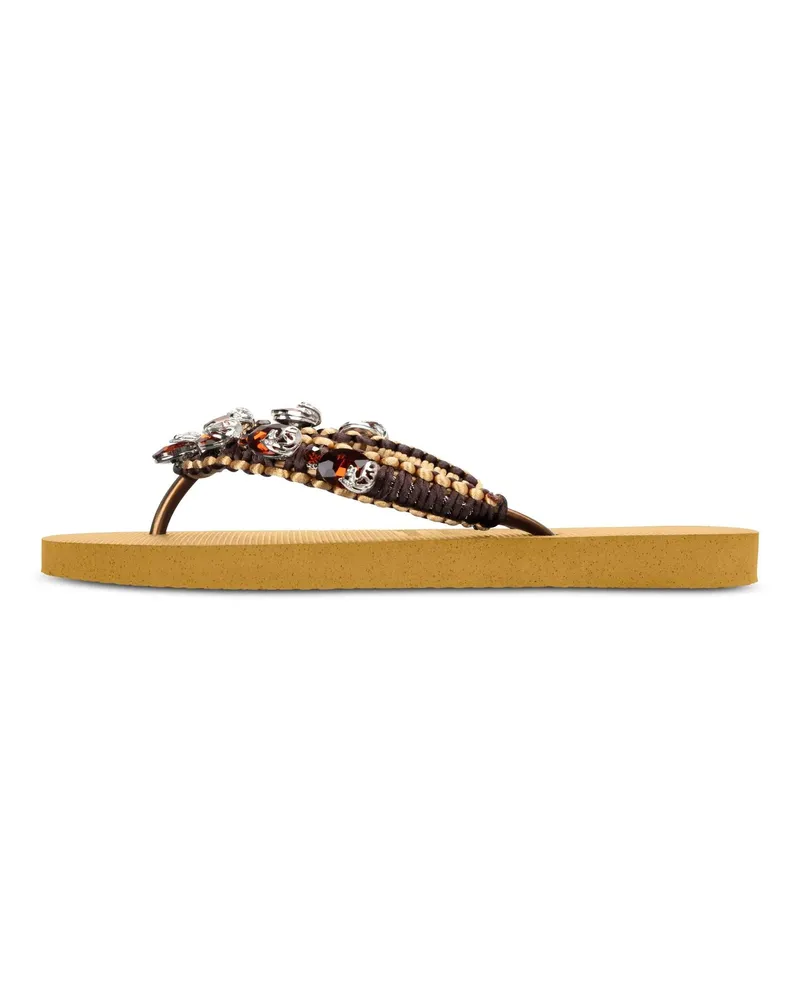 uzurii Slipper & Pantoletten Zehentrenner Macrame Tinkelbel gelb Gelb