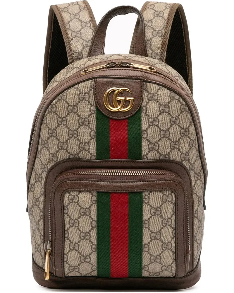 Gucci Rucksäcke Small GG Supreme Ophidia Web Backpack braun Braun
