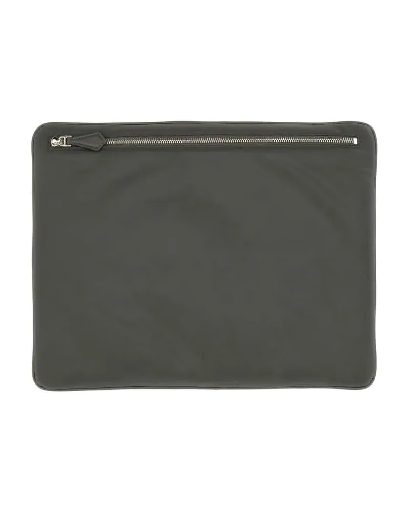 Dolce & Gabbana Clutches Rectangular Leather Pouch With Zipper Closure grau Grau
