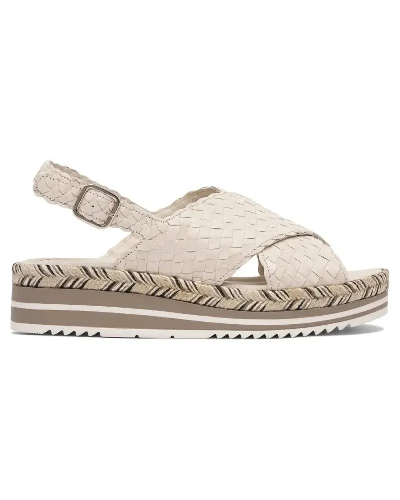 Pons Quintana Sandalen Woven Leather Cross-Strap Sandals With Rubber Sole beige Beige