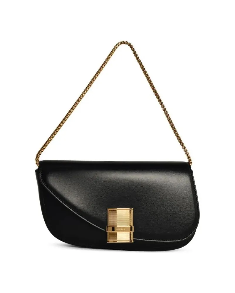 Ferragamo Shopper Fiamma' Black Leather Crossbody Bag Schwarz