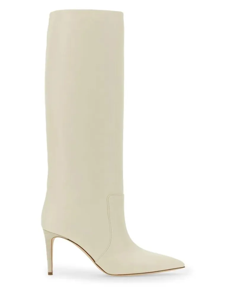 Paris Texas Stiefel Knee-High Leather Boots With Pointed Toe weiß Weiß