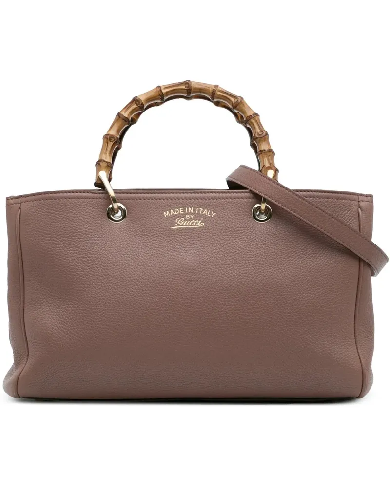 Gucci Hobo Bags Medium Calfskin Bamboo Shopper Satchel braun Braun