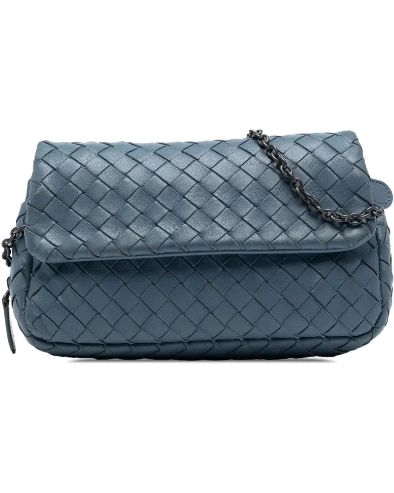 Bottega Veneta Hobo Bags Mini Nappa Intrecciato Expandable Chain Crossbody blau Blau