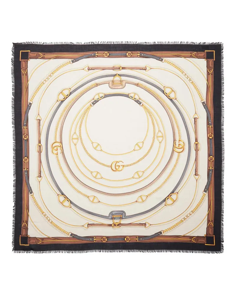 Gucci Tücher & Schals GG Belt Print Cashmere Silk Shawl beige Beige