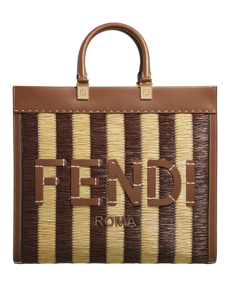 Fendi Tote Rafia Medium Sunshine Shopping Bag Braun