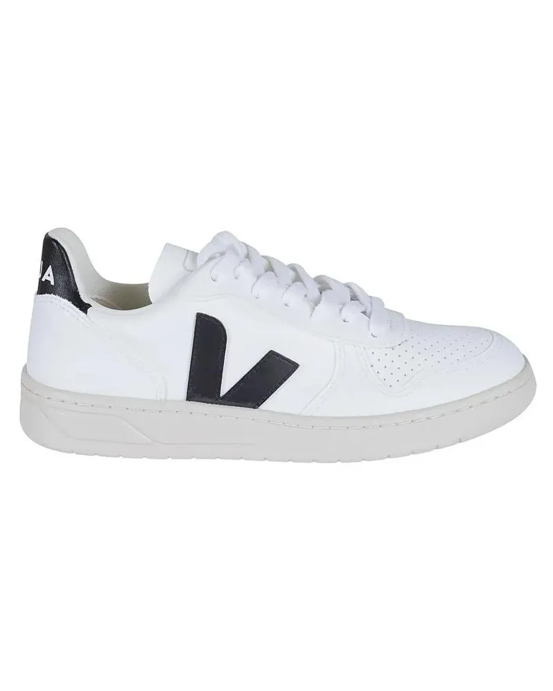 VEJA Low-Top Sneaker Low-Top White Leather Sneakers With Perforated Det weiß Weiß