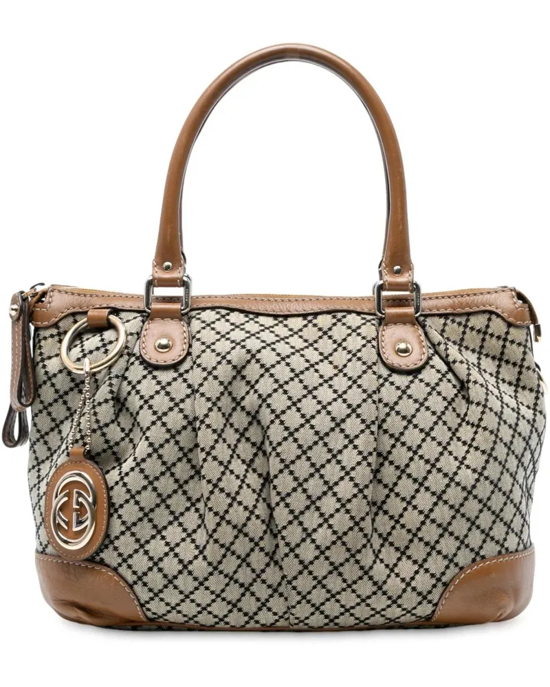 Gucci Hobo Bags Diamante Canvas Sukey Satchel braun Braun