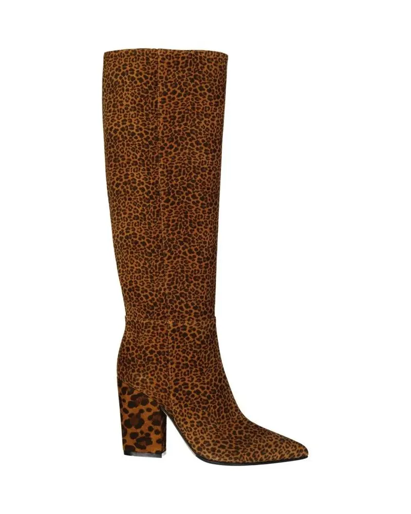 Sergio Rossi Stiefel Leopard-Print Leather Boots With Pointed Toe And C braun Braun