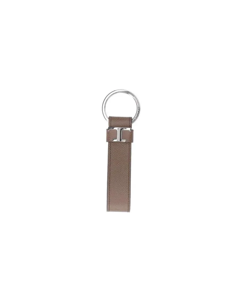 TOD'S Schlüssel- & Taschenanhänger Taupe Calf Leather Keychain With Ostrich Print brown Braun