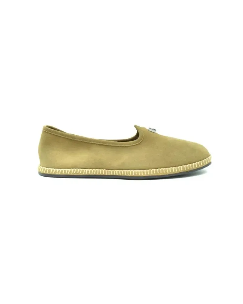Giuseppe Zanotti Loafer Velvet Slip-On Heels With Refined Metallic Emblem grün Grün