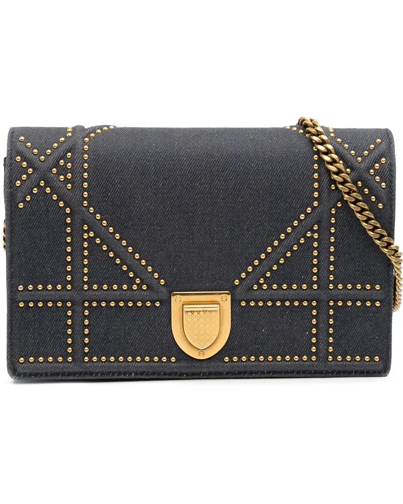 Dior Hobo Bags 2017 Studded Denim Diorama Wallet on Chain blau Blau