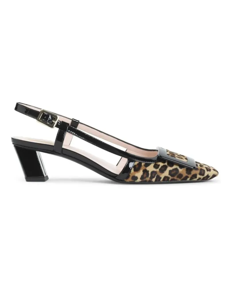Roger Vivier Sandalen Leopard Print Calf Hair Slingback Pumps schwarz Schwarz