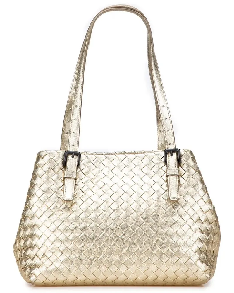 Bottega Veneta Shopper Small Metallic Nappa Intrecciato Cesta Tote goldfarben Gold