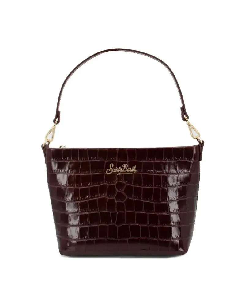 MC2 Saint Barth Hobo Bags Glossy Croco-Embossed Leather Handbag With Adjusta schwarz Schwarz
