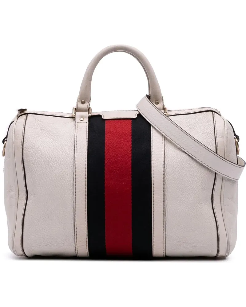 Gucci Hobo Bags Medium Calfskin Web Joy Boston Bag weiß Weiß