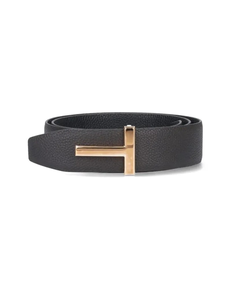Tom Ford Gürtel Reversible "T Icon" Belt – Brown/Black schwarz Schwarz