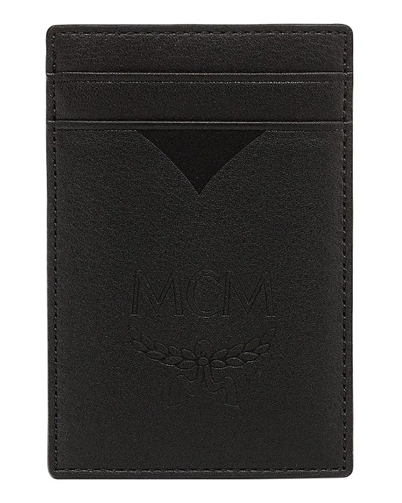 MCM Portemonnaies Aren Kartenetui aus Leder mit Maxi-Monogramm und G schwarz Schwarz