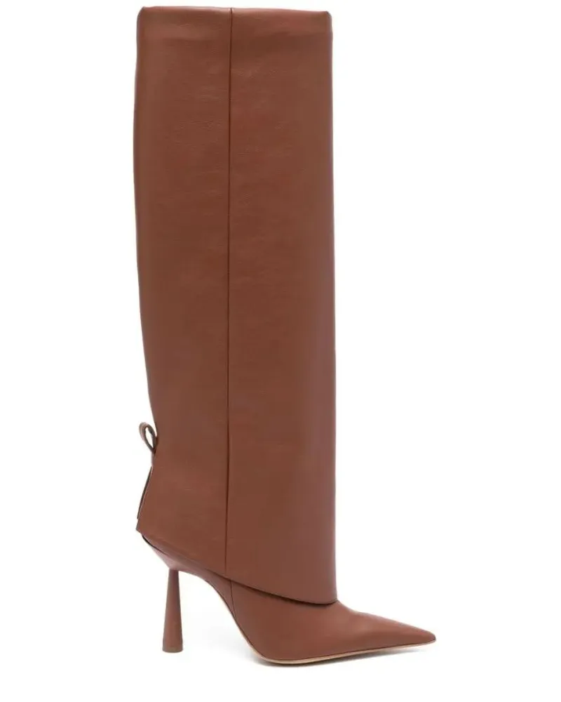 Gia Borghini Stiefel Brown Eco-Leather Knee-High Boots braun Braun