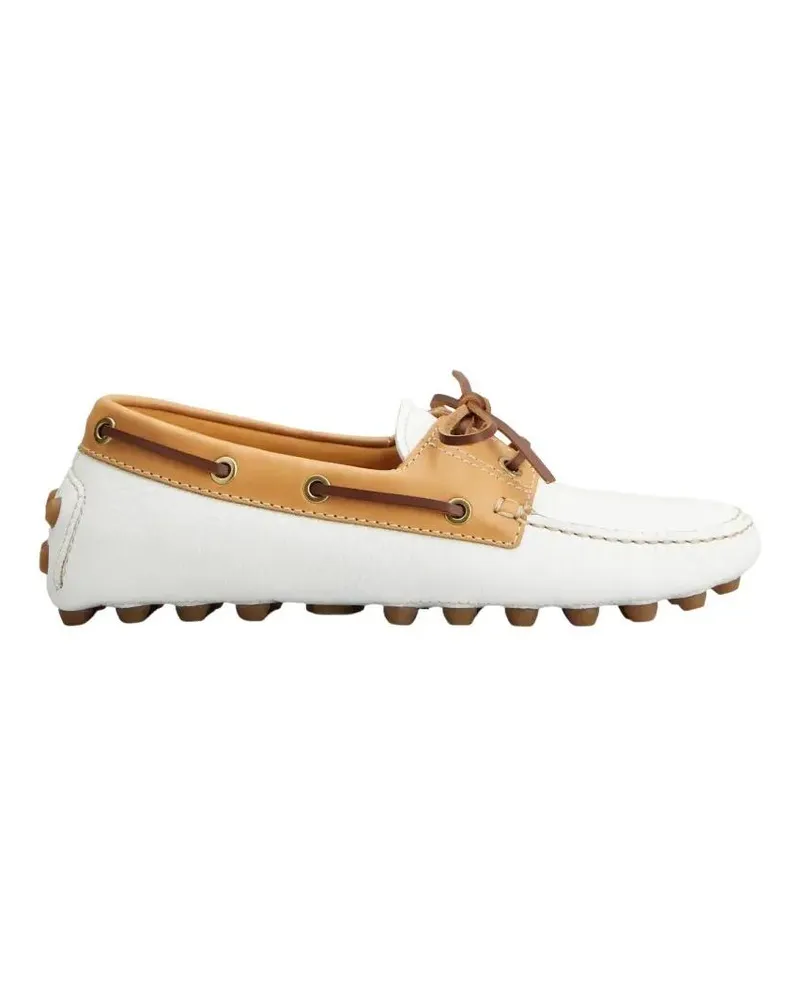 TOD'S Gommino Bubble White Leather Loafers With Rubber S weiß Weiß