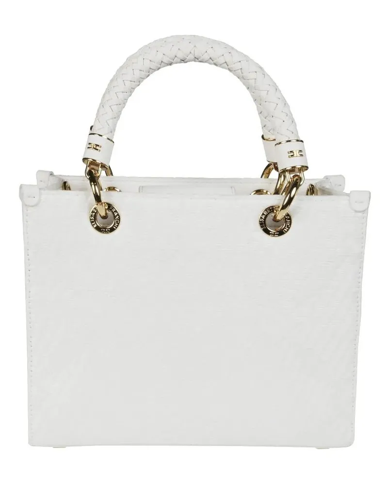 Elisabetta Franchi Hobo Bags Structured Rectangular Handbag With Braided Handle weiß Weiß