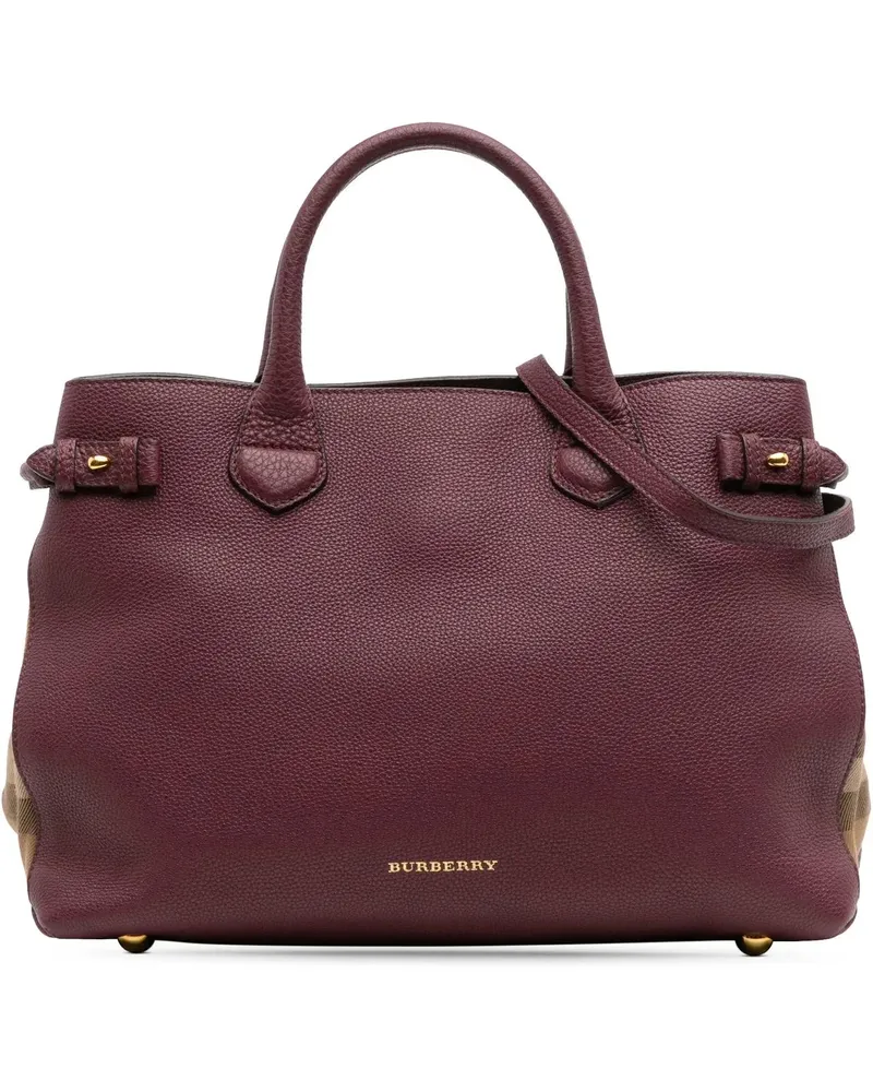 Burberry Hobo Bags Medium Leather and House Check Banner Satchel rot Rot