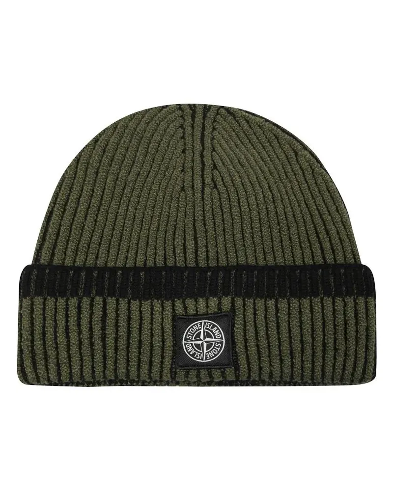Stone Island Caps & Mützen Ribbed Knit Beanie With Subtle Logo Detail schwarz Schwarz
