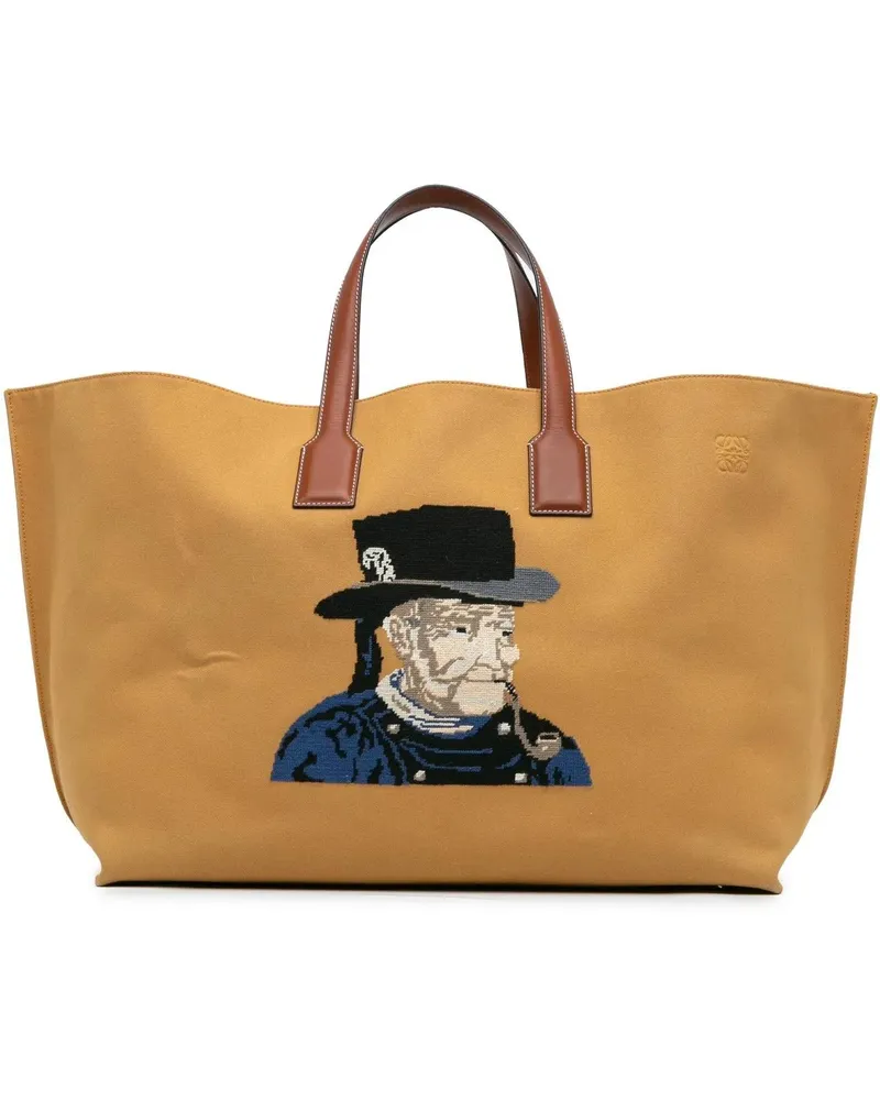 Loewe Shopper 2017 Large Canvas Embroidered Fisherman T Shopper braun Braun