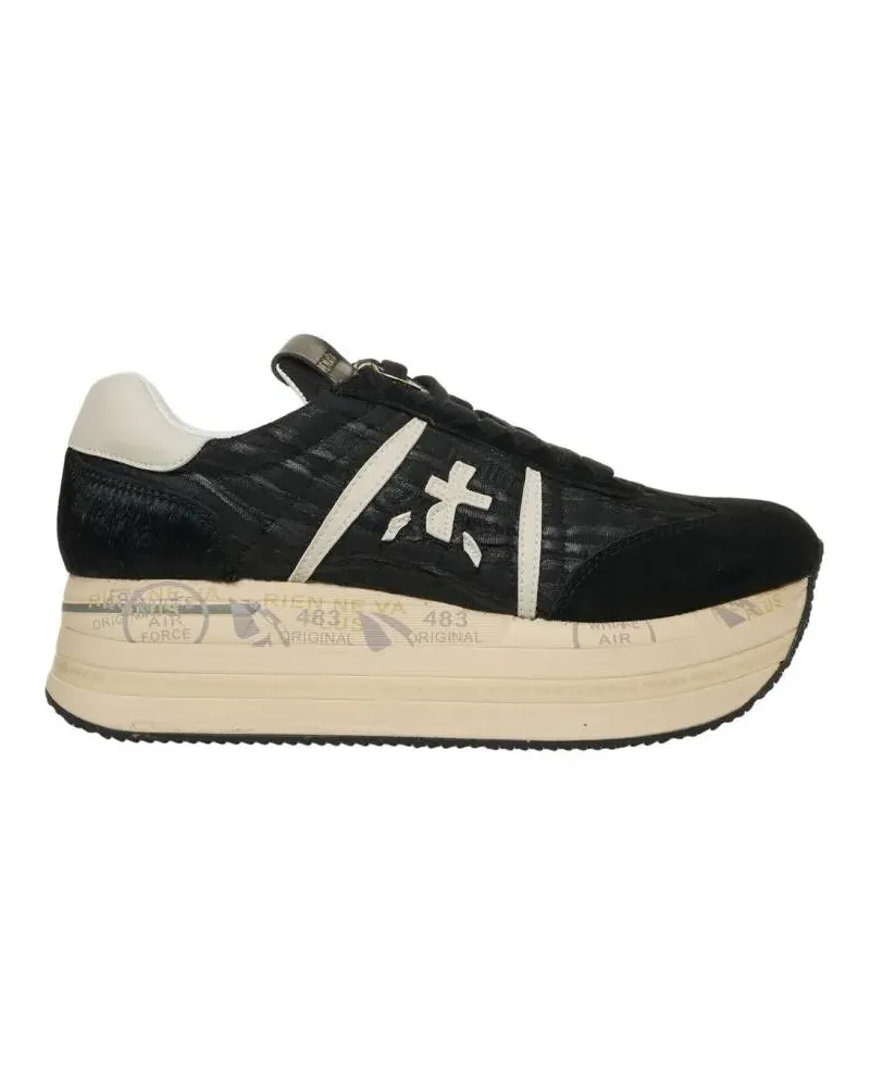 Premiata Low-Top Sneaker Platform Sneakers With Textured Fabric schwarz Schwarz