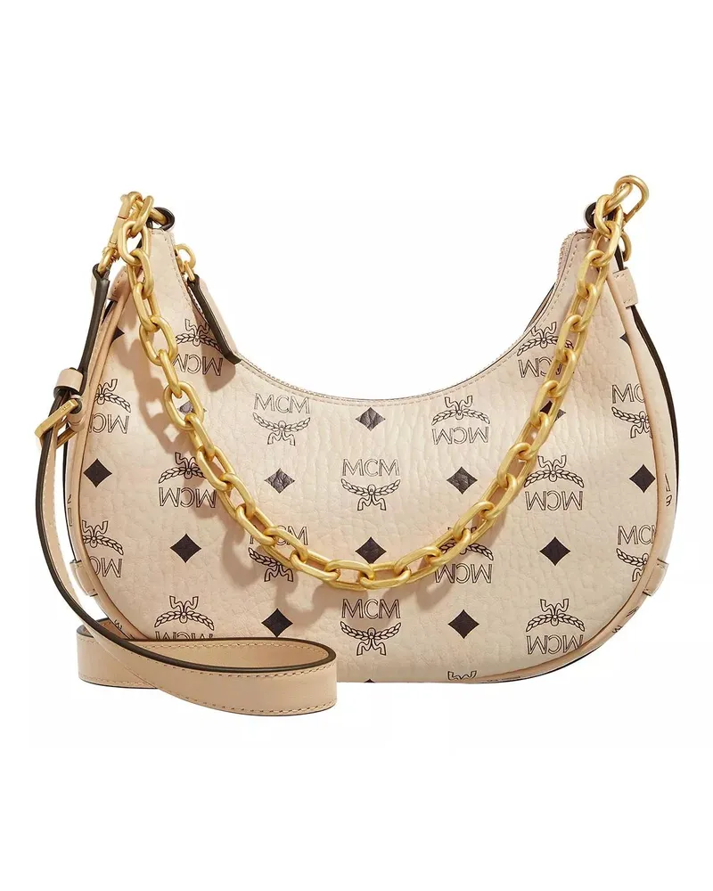 MCM Hobo Bag Aren Visetos Hobo Small Beige