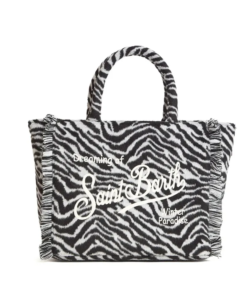 MC2 Saint Barth Crossbody Bags Felted Wool Blend Handbag With Zebra Print And Emb grau Grau