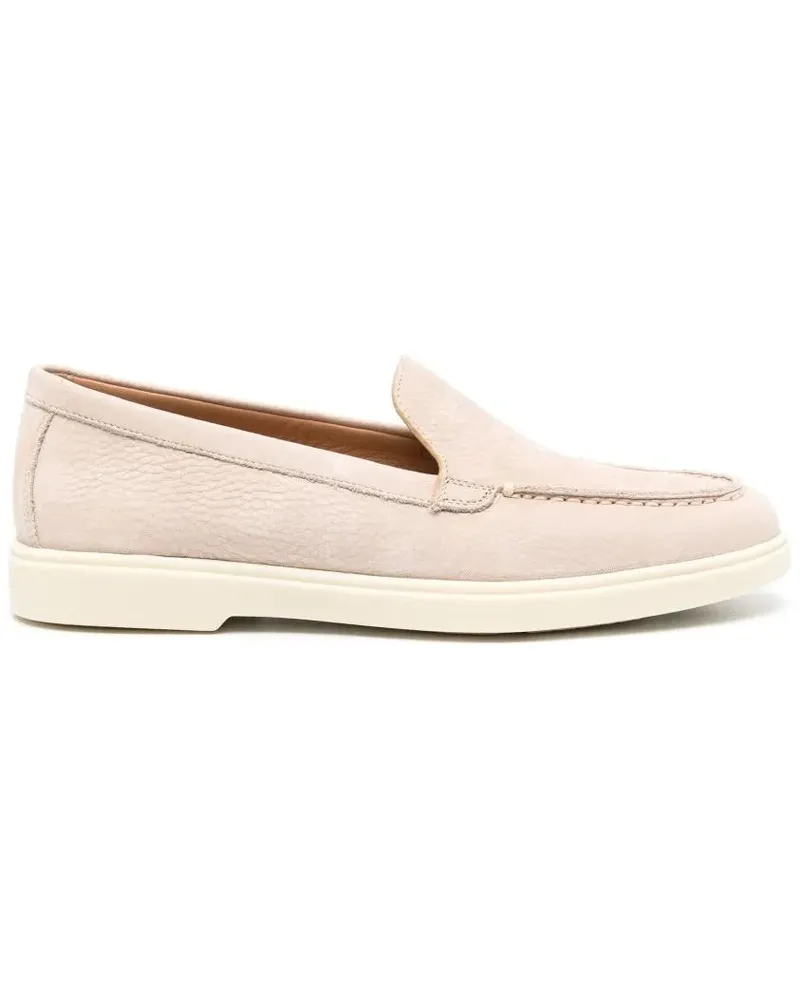Santoni Closed-Design Pink Leather Loafers With Plush Lini pink Rosa